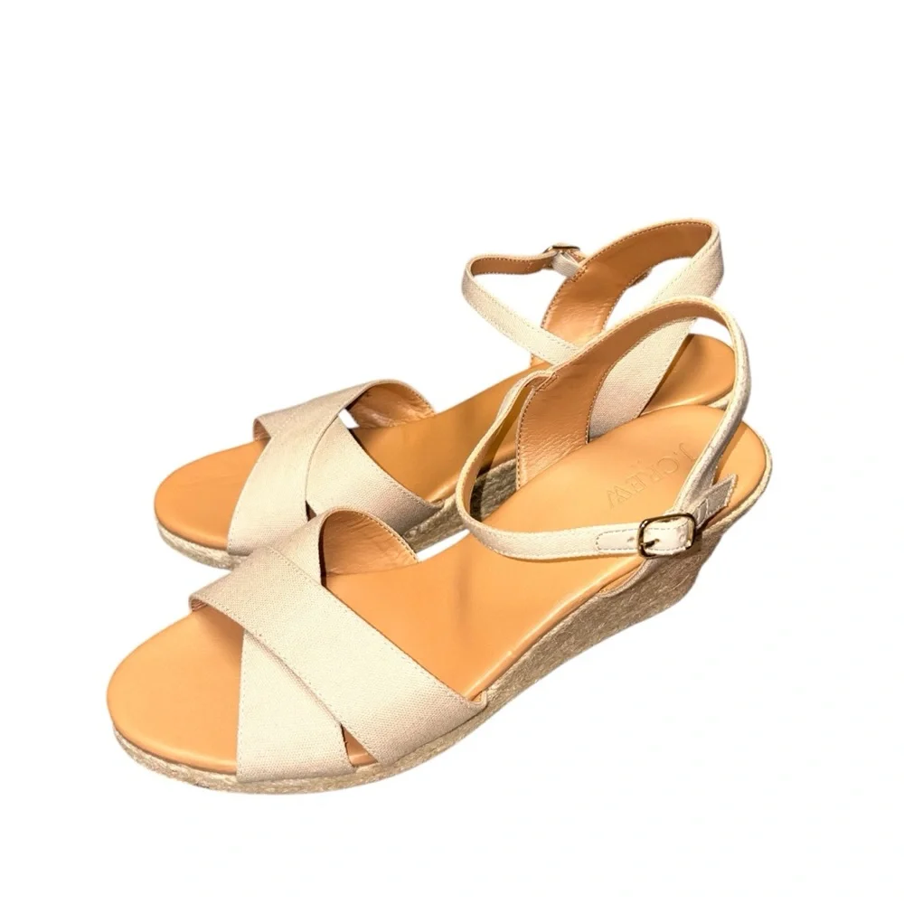 J. CREW Women's Canvas peep toe wedge espadrilleSize 10